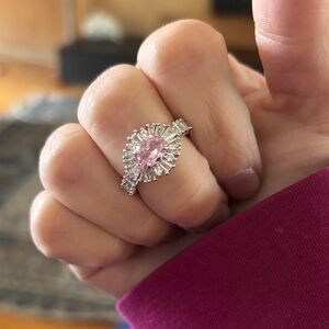 Elegant Pink and Silver Women's Ring